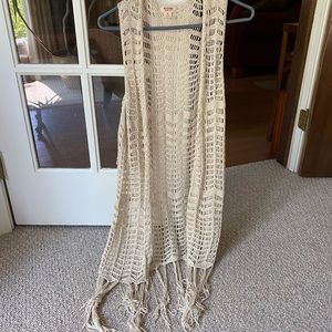 Crocheted cream tank cardigan